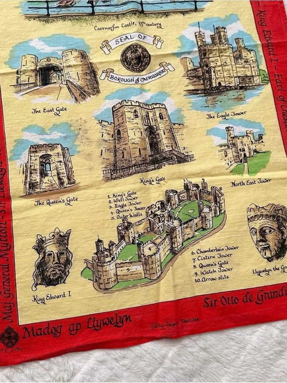 Vintage 1990s Castell Caernarfon Castle Red and Cream Decorative wall hang